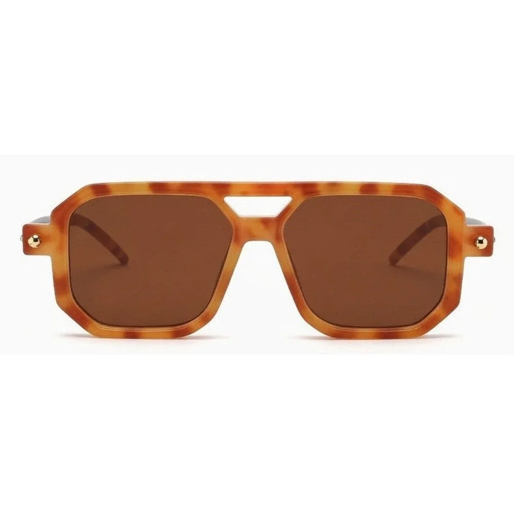 Mens‎ Geometric Sunglasses Tortoiseshell Brown Lens Retro Fashion Design Shades